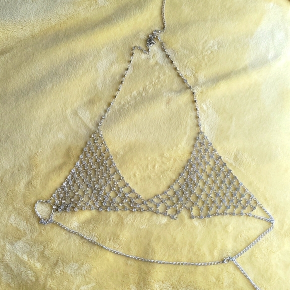 Silver Rhinestone Crystal Bralette - Picture 1 of 4